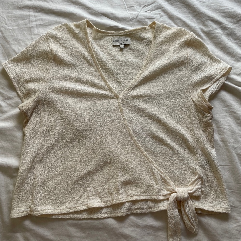 Madewell cream wrap top blouse